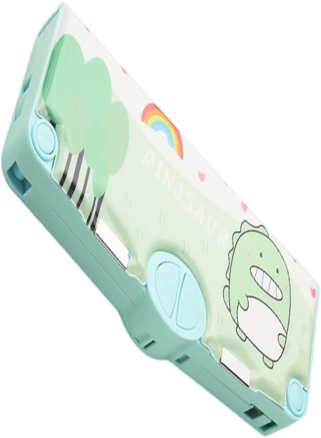 Parshya Plastic Multifunctional Cute School Pencil Box,Dinosaur Compass For Boys,Geometry Kids With Inbuilt Scissor,Ruler,Eraser & Sharpener,Magnetic Box,Best Gifts (Multicolor) - Image 1